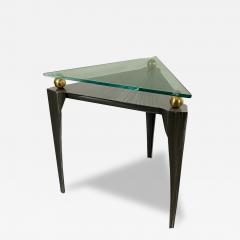 Girardini Design American Modern Steel and Brass Triangular Side Table - 4204776