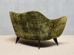 Giulia Veronesi Giulia Veronesi Perla Loveseat in Olive Green Dedar Velvet ISA Bergamo 1950s - 4350771