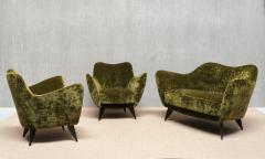 Giulia Veronesi Giulia Veronesi Perla Loveseat in Olive Green Dedar Velvet ISA Bergamo 1950s - 4350774