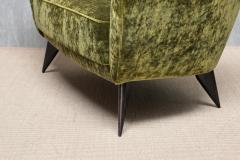 Giulia Veronesi Giulia Veronesi Perla Loveseat in Olive Green Dedar Velvet ISA Bergamo 1950s - 4350775