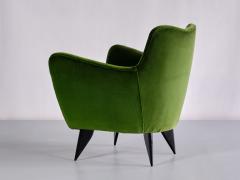 Giulia Veronesi Pair of Giulia Veronesi Perla Armchairs in Green Loro Piana Velvet Italy 1950s - 2412804