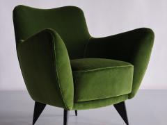 Giulia Veronesi Pair of Giulia Veronesi Perla Armchairs in Green Loro Piana Velvet Italy 1950s - 2412806
