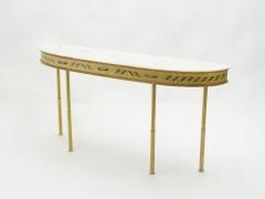 Giuseppe Anzani Unique Italian brass goatskin marble console table by Giuseppe Anzani 1950s - 1555823