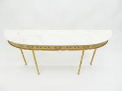 Giuseppe Anzani Unique Italian brass goatskin marble console table by Giuseppe Anzani 1950s - 1555824