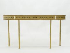 Giuseppe Anzani Unique Italian brass goatskin marble console table by Giuseppe Anzani 1950s - 1555825