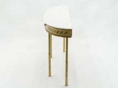 Giuseppe Anzani Unique Italian brass goatskin marble console table by Giuseppe Anzani 1950s - 1555829