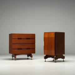 Giuseppe Brusadelli Italian Mid Century Modern Nightstands Teak Brass - 3837397