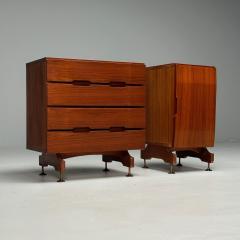 Giuseppe Brusadelli Italian Mid Century Modern Nightstands Teak Brass - 3837400