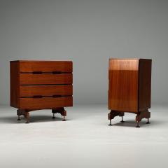 Giuseppe Brusadelli Italian Mid Century Modern Nightstands Teak Brass - 3837401