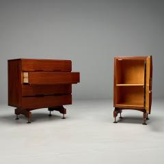 Giuseppe Brusadelli Italian Mid Century Modern Nightstands Teak Brass - 3837402