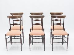 Giuseppe Gaetano Descalzi Rare set of six Campanino Chiavari walnut chairs by Fratelli Levaggi 1950 - 1328378