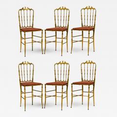 Giuseppe Gaetano Descalzi Set of 10 Giuseppe Gaetano Decalzi Chiavari Italian Brass Dining Side Chairs - 4219522