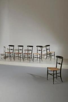 Giuseppe Gaetano Descalzi Set of Six Campanino Chairs by Colombo Sanguineti Chiavari with New Woven Cane - 3468840