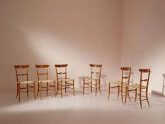 Giuseppe Gaetano Descalzi Set of Six Campanino Chairs by Fratelli Podest Chiavari 1960s New Woven Cane - 3469264