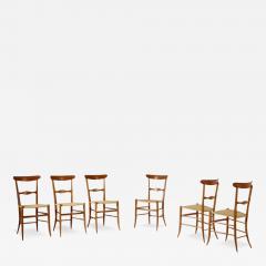 Giuseppe Gaetano Descalzi Set of Six Campanino Chairs by Fratelli Podest Chiavari 1960s New Woven Cane - 3520656