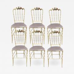 Giuseppe Gaetano Descalzi Set of chairs in turned and polished brass Chiavari Italy circa 1960 - 1256717