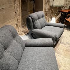 Giuseppe Munari 1960s ITALY Guiseppe Munari for Poltrona Deco Lounge Chairs New Gray Boucl  - 2985819