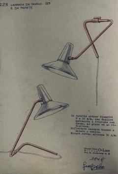 Giuseppe Ostuni 1960s Giuseppe Ostuni Green Metal and Brass Table Lamp for O Luce - 3099830