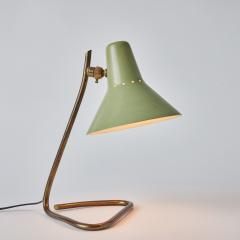 Giuseppe Ostuni 1960s Giuseppe Ostuni Green Metal and Brass Table Lamp for O Luce - 3099834