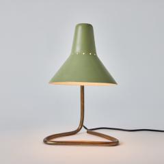 Giuseppe Ostuni - 1960s Giuseppe Ostuni Green Metal and Brass Table Lamp  for O-Luce