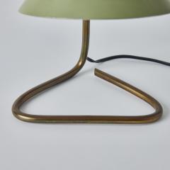 Giuseppe Ostuni 1960s Giuseppe Ostuni Green Metal and Brass Table Lamp for O Luce - 3099841