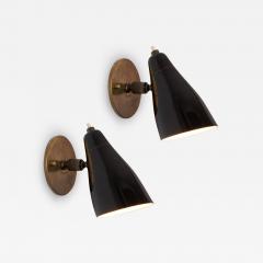 Giuseppe Ostuni Pair of 1950s Giuseppe Ostuni Model 101 Black Articulating Sconces for O Luce - 2267011