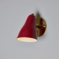 Giuseppe Ostuni Pair of 1950s Giuseppe Ostuni Model 101 Red Articulating Sconces for O Luce - 4104656