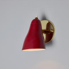 Giuseppe Ostuni Pair of 1950s Giuseppe Ostuni Model 101 Red Articulating Sconces for O Luce - 4104659