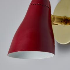 Giuseppe Ostuni Pair of 1950s Giuseppe Ostuni Model 101 Red Articulating Sconces for O Luce - 4104663