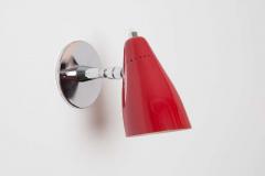 Giuseppe Ostuni Pair of 1960s Giuseppe Ostuni Model 101 Red Articulating Sconces for O Luce - 2265241