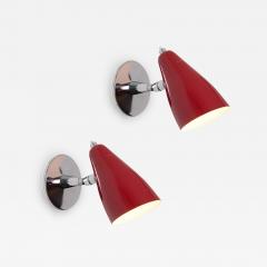 Giuseppe Ostuni Pair of 1960s Giuseppe Ostuni Model 101 Red Articulating Sconces for O Luce - 2267012