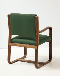 Giuseppe Pagano Pogatschnig Curved Laminated Green Cashmere Armchair by Giuseppe Pagano Italy c 1940s - 2280640