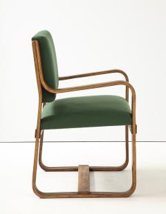 Giuseppe Pagano Pogatschnig Curved Laminated Green Cashmere Armchair by Giuseppe Pagano Italy c 1940s - 2280642