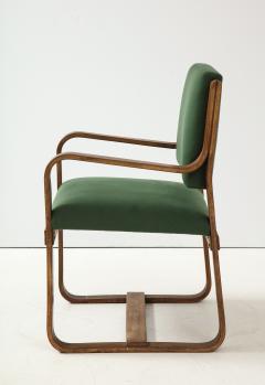 Giuseppe Pagano Pogatschnig Curved Laminated Green Cashmere Armchair by Giuseppe Pagano Italy c 1940s - 2280643