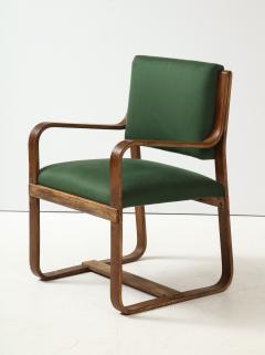 Giuseppe Pagano Pogatschnig Curved Laminated Green Cashmere Armchair by Giuseppe Pagano Italy c 1940s - 2280645