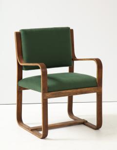 Giuseppe Pagano Pogatschnig Curved Laminated Green Cashmere Armchair by Giuseppe Pagano Italy c 1940s - 2280648