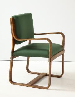 Giuseppe Pagano Pogatschnig Curved Laminated Green Cashmere Armchair by Giuseppe Pagano Italy c 1940s - 2280649