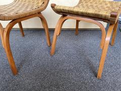 Giuseppe Pagano Pogatschnig Pair of Wood and Rattan Taurus Stools Italy 1960s - 1808901