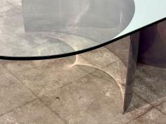 Giuseppe Raimondi Italian Mid Century Modern Glass and Metal Coffee Table by G Raimondi 1970s - 4695663