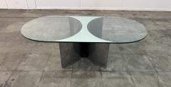 Giuseppe Raimondi Italian Mid Century Modern Glass and Metal Coffee Table by G Raimondi 1970s - 4695664