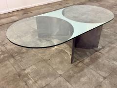 Giuseppe Raimondi Italian Mid Century Modern Glass and Metal Coffee Table by G Raimondi 1970s - 4695667
