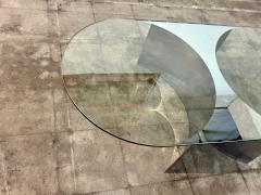Giuseppe Raimondi Italian Mid Century Modern Glass and Metal Coffee Table by G Raimondi 1970s - 4695669