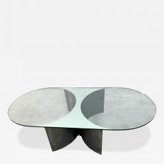 Giuseppe Raimondi Italian Mid Century Modern Glass and Metal Coffee Table by G Raimondi 1970s - 4697953
