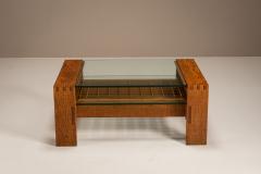 Giuseppe Rivadossi Brutalist Coffee Table in Slavonian Oak by Giuseppe Rivadossi Italy 1970s - 4406321