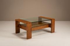 Giuseppe Rivadossi Brutalist Coffee Table in Slavonian Oak by Giuseppe Rivadossi Italy 1970s - 4406326