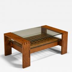Giuseppe Rivadossi Brutalist Coffee Table in Slavonian Oak by Giuseppe Rivadossi Italy 1970s - 4412033