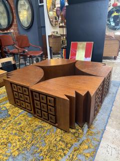 Giuseppe Rivadossi Rare Modular Quadrifoglio Coffee Table in Oak by Giuseppe Rivadossi 1970s - 4749415