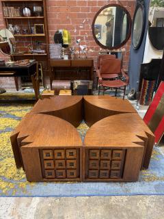 Giuseppe Rivadossi Rare Modular Quadrifoglio Coffee Table in Oak by Giuseppe Rivadossi 1970s - 4749416