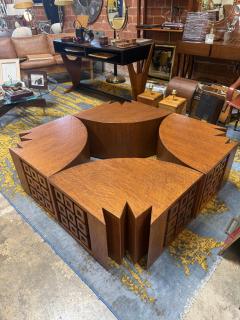 Giuseppe Rivadossi Rare Modular Quadrifoglio Coffee Table in Oak by Giuseppe Rivadossi 1970s - 4749417