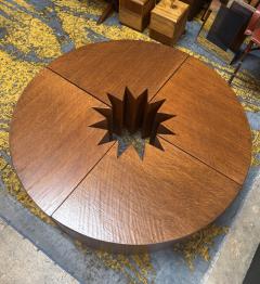 Giuseppe Rivadossi Rare Modular Quadrifoglio Coffee Table in Oak by Giuseppe Rivadossi 1970s - 4753680